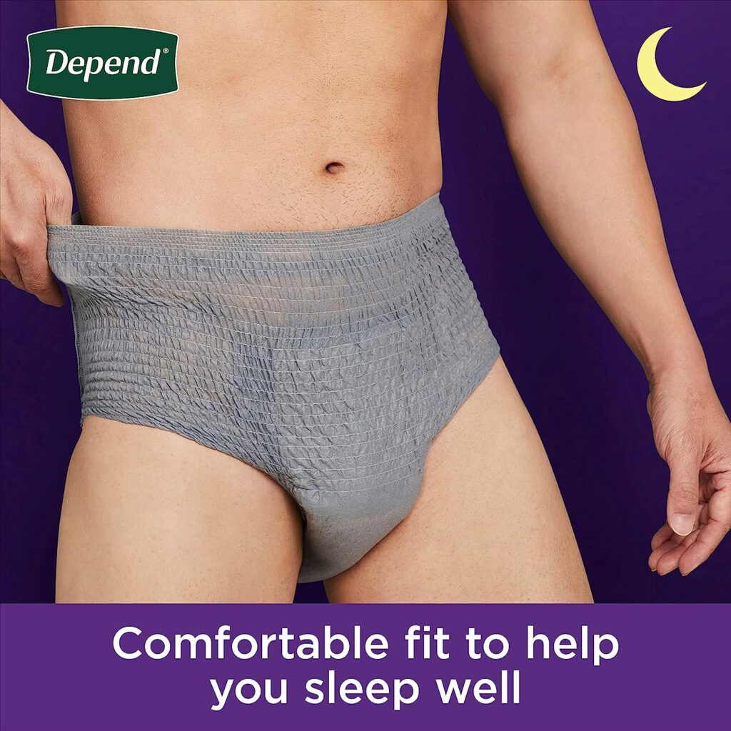 Depend Night Defense Adult Incontinence Underwear for Men, Disposable, Overnight, Small/Medium, Grey, 16 Count, Packaging May Vary