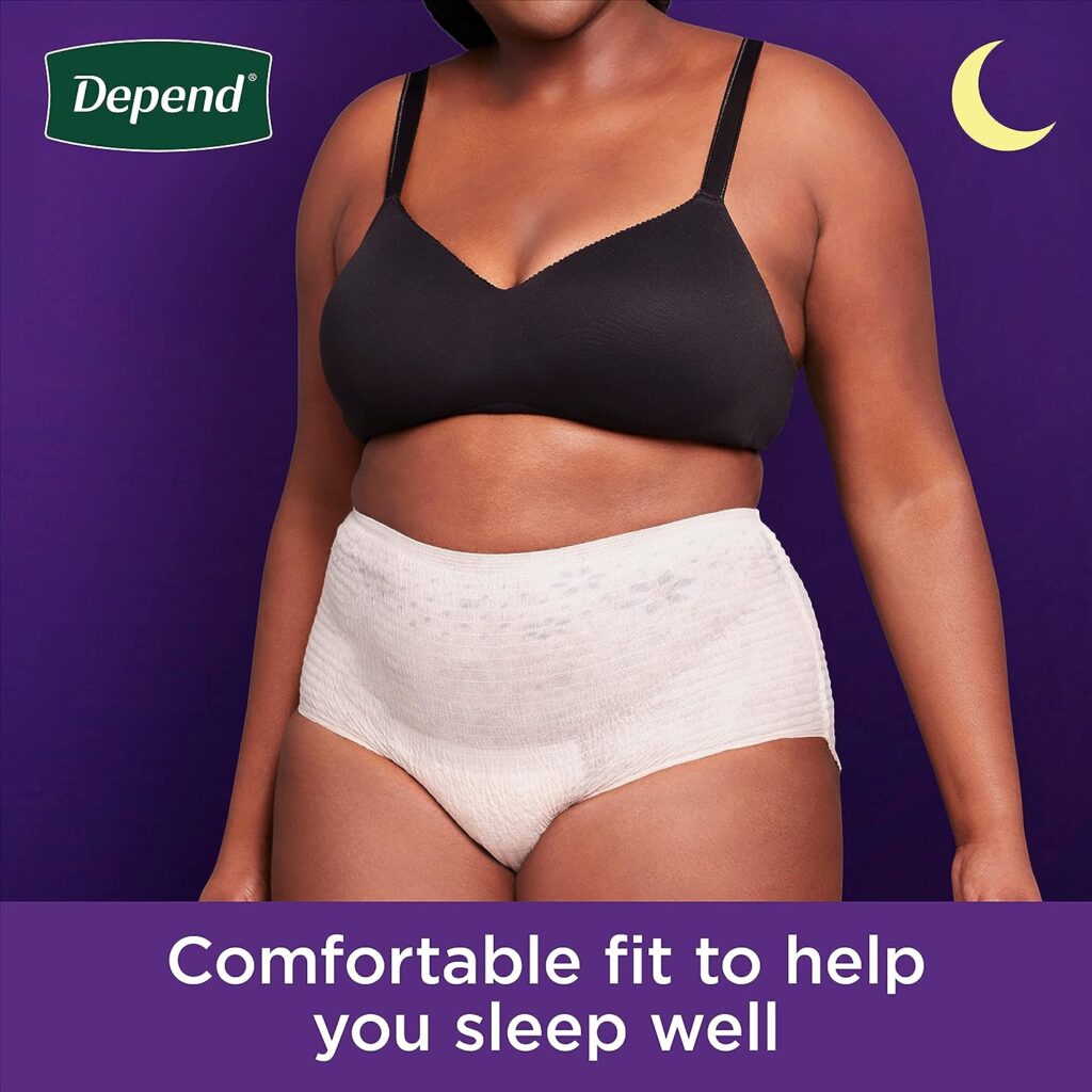 Depend Night Defense Adult Incontinence Underwear for Women, Disposable, Overnight, Medium, Blush, 60 Count, Packaging May Vary